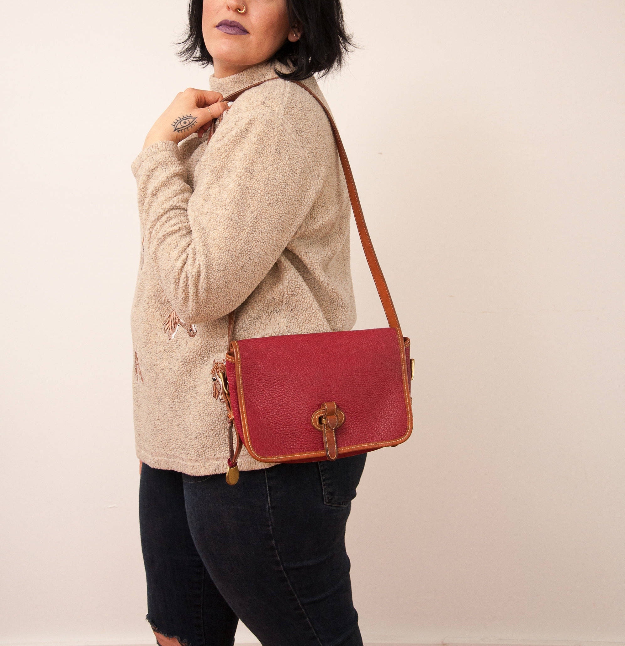 red leather dooney and bourke purse