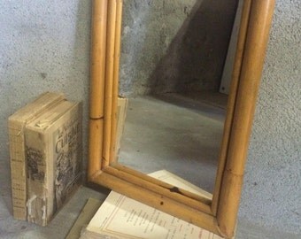 Miroir en bambou vintage 1960/1970