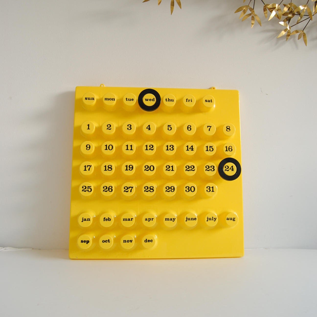 Ring A Date Large Perpetual Wall Calendar Yellow Plastic