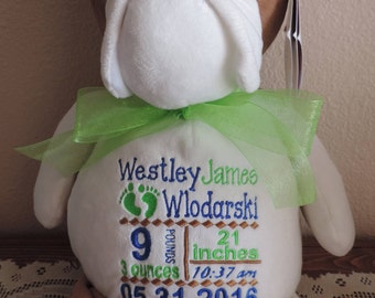 Personalized Birth Announcement Stuff Animal