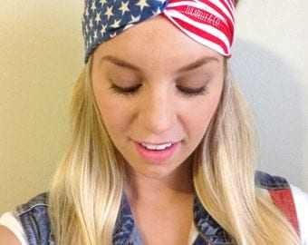 Party in the USA (American Flag) Turban Twist Headband / Fits ALL AGES / Fourth of July / 4th of July / Patriotic / America / Red White Blue