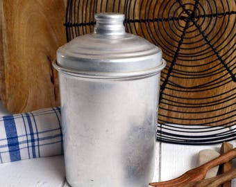 Vintage French Canister Metal Jar Food Aluminium Storage Container