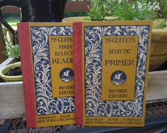 McGuffey's First Eclectic Reader & Eclectic Primer Antique Children's Textbooks Copyright 1909/1920
