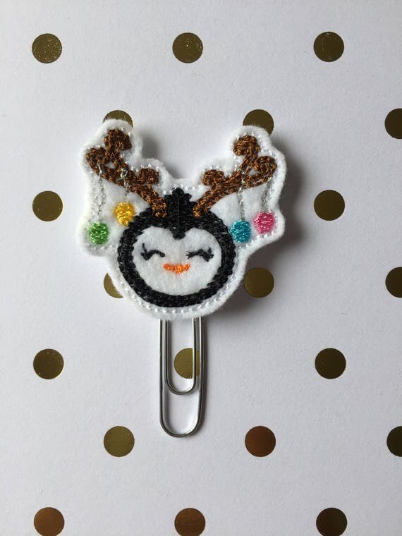 Holiday Penguin planner Clip/Planner Clip/Bookmark. Holiday planner clip. Penguin planner clip. Christmas planner clip