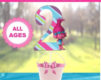 60% OFF SALE Trolls Centerpiece Designs, Party Decorations, instant download, Troll Movie Inspired, Poppy All Ages included, Printable