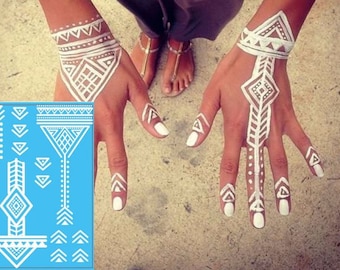 White Henna Festival Tattoo - Tribal Tattoo - White Ink Temporary Tattoo