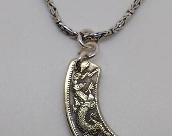 Old Japanese ( Japan ) yen coin pendant with silver chain necklace