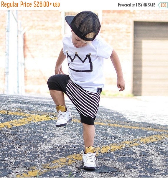 SALE Black toddler harem shorts / Hipster baby boy shorts