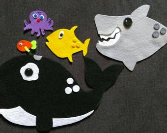 Slippery Fish Nesting Felt Set // Flannel Board Set // Preschool // Colors // Creative Play // Imagination // Pretend Play // Ocean