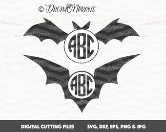 Witch Hat Svg, Halloween Monogram Svg, Circle Monogram Svg, Monogram Frame Cut Files, Halloween Svg, Bats Frames Cut Files SVDP357
