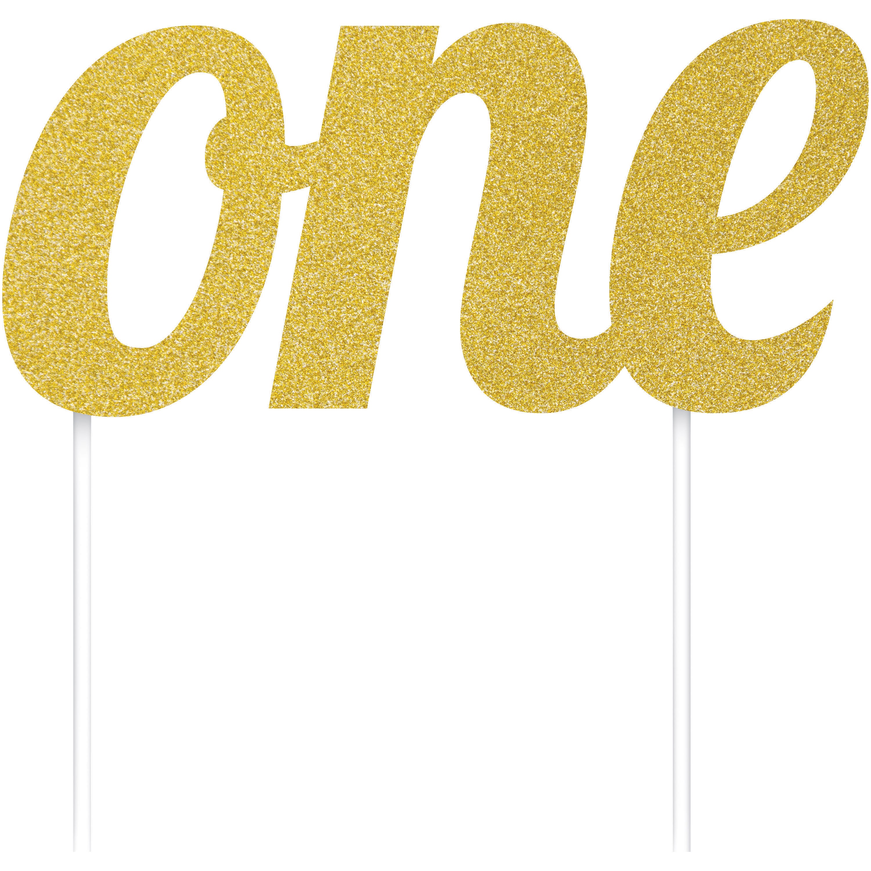 One Cake Topper - Cupcake Toppers - Cake Smash - First Birthday - Gold