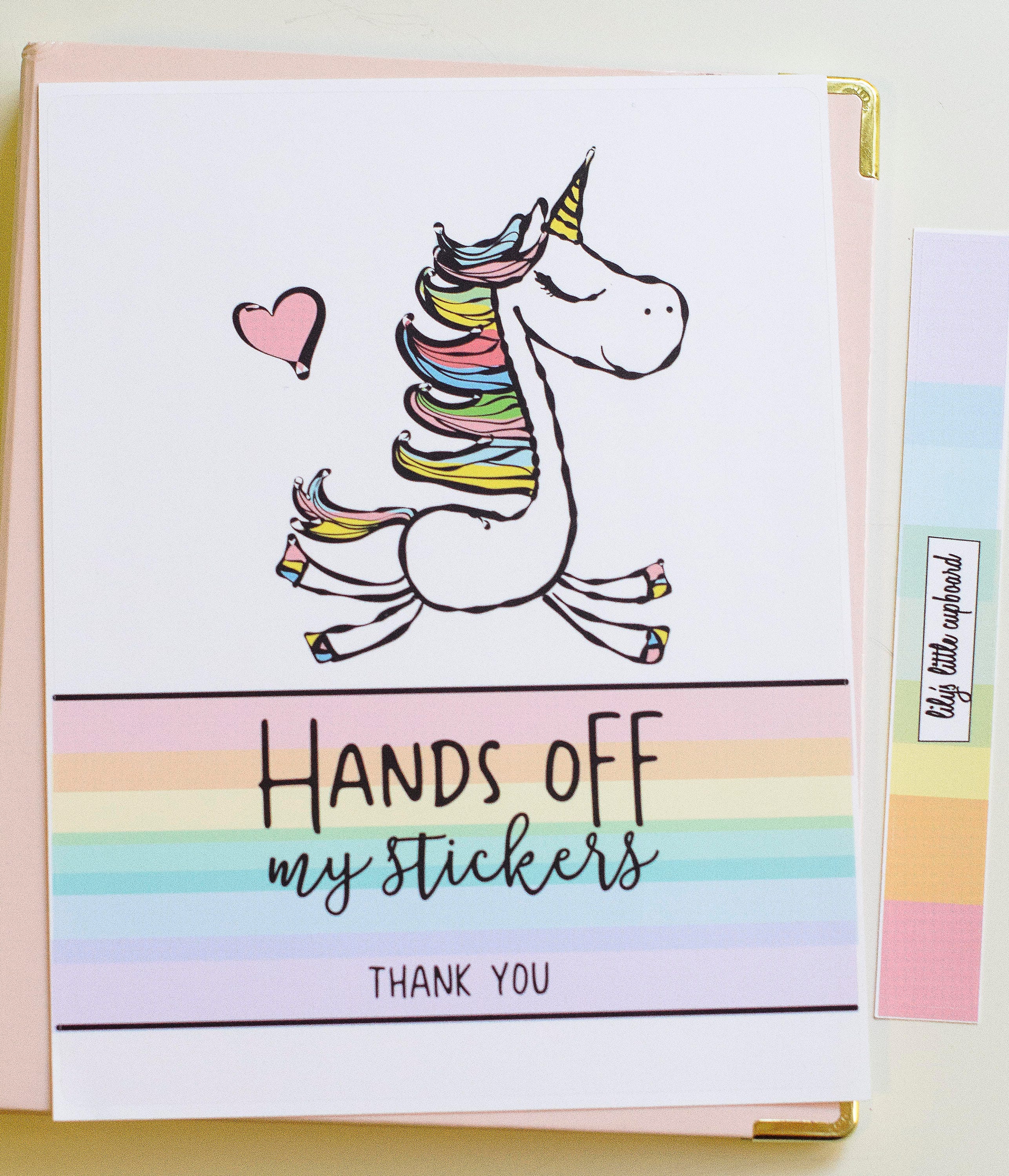 unicorn sticker binder cover sticker organization