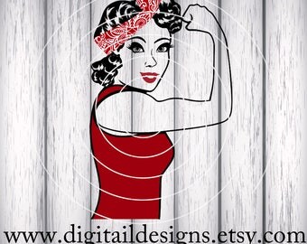 Rosie SVG - png - eps - ai - fcm -dxf - Cut file - Silhouette - Cricut - Scan N Cut - Girl Power SVG - Mom Shirt Design - Rosie the Riveter