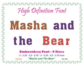 Masha and The Bear Embroidery font 8 size