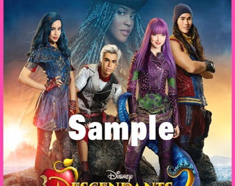 Birthday Party Holiday Edible Icing Image Frosting Sheet Cake Topper - 1/4 Sheet Sized - Disney Descendants 2 Movie Carlos Mal Evie Jay Uma