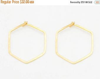 SALE - Hexagon Hoop Earrings - Gold Hoop Earrings - Hexagon Earrings - Hoop Earrings - Hexagon Hoops