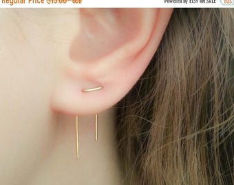 SALE - Double Piercing Earrings-Threader Earrings-Double Lobe Earrings-Double Threader Earrings-Double Piercing-Two hole Earrings-Staple Ear