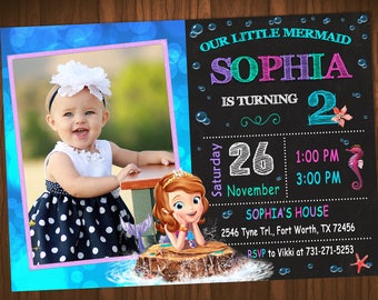 Sofía Mermaid invitación fiesta de cumpleaños de Sofia Mermaid, Sofía invitación, invitación de sirena, Sofía la primera invitación del cumpleaños