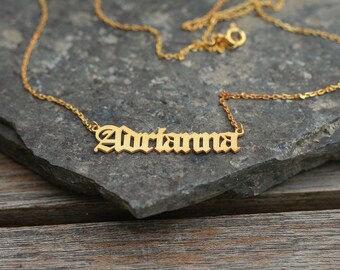 Old English Personalized Name Necklace • Custom Necklace • Personalized Jewelry • Name Choker • Gold name necklace
