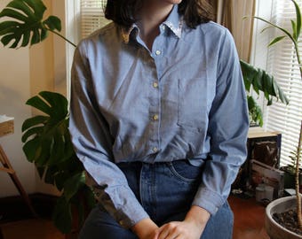 Light Blue Button Up with Lace Detail