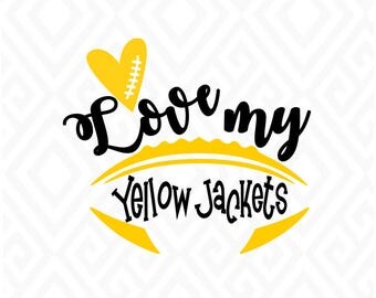 Love my Yellow Jackets; SVG, DXF, Eps, Ai, Png, Jpeg and Pdf Digital Files for Electronic Cutting Machines