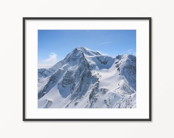 Snowy Mountains Print. French Alps, Aiguille Rouge 3200 M. Travel Photography. Skiing in France. Mountain photography. Winter Photo.