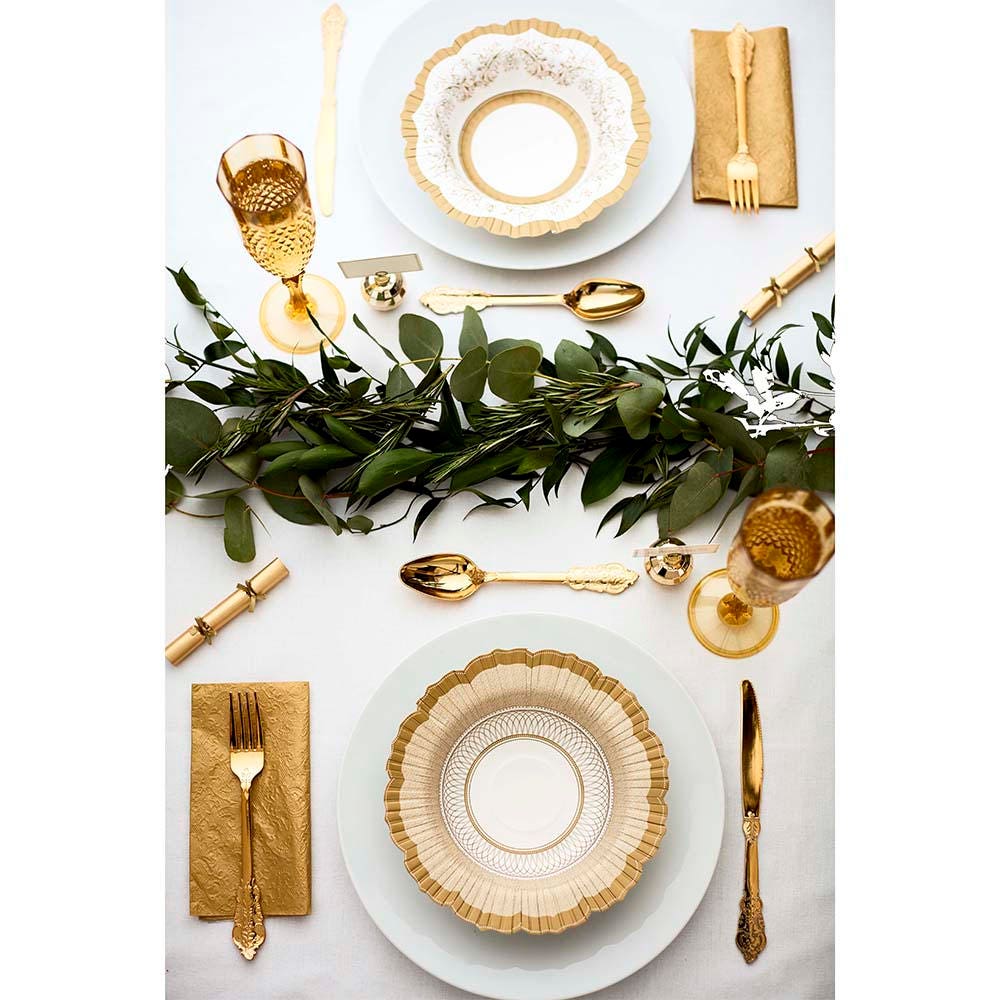 Gold Baroque Party Bowls Gold Paper Bowl Disposable Soup Bowl Gold