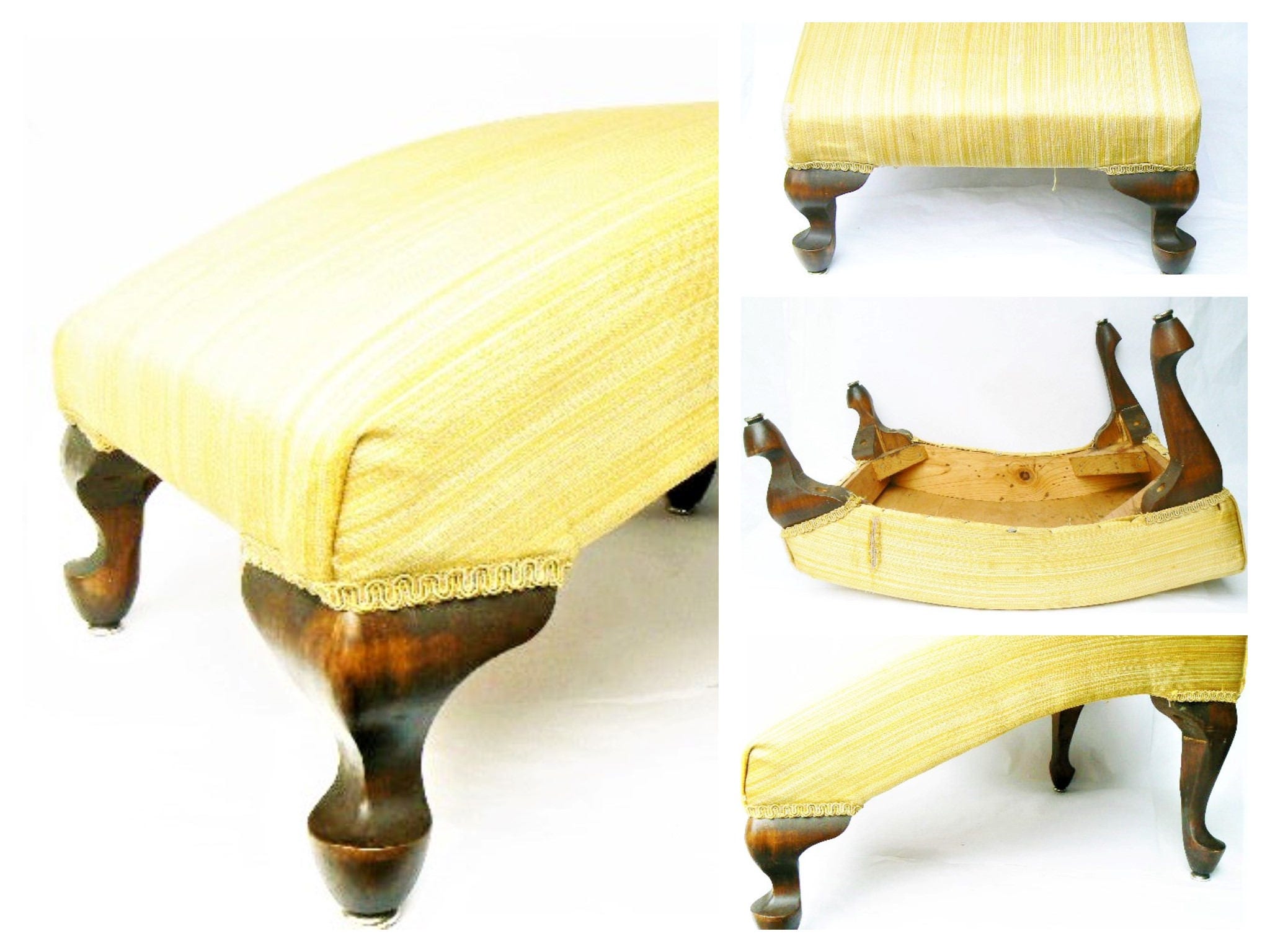 Vintage Solid Wood Footstool Slanted Design Ottoman Foot