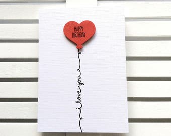 Love Birthday Card, Boyfriend, Girlfriend, Wife, Husband, Cute Love Card, Balloon Heart Happy Birthday, I Love You, HBILU