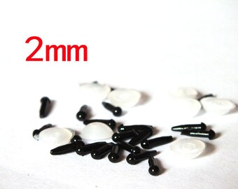 50pairs New Arrival Plastic eyes 2mm Black Safety Eyes / Plastic Doll eyes For Bear Doll Animal Puppet Making