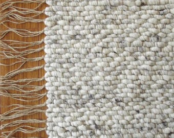 Wool and Jute Rug, Handwoven Rug, Bed side Rug, Bath Mat, White, Woven, Rug | Area Rug, Organic, Natural Interior, Eco Home Decorating