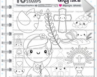 First Communion Girl Stamp 80OFF Commercial Use Digi