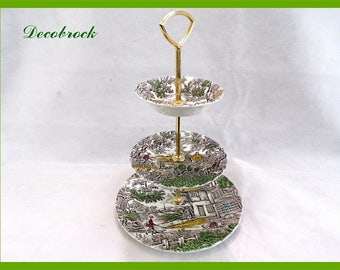 Servant to cakes vintage porcelain the hunter by Myott made in England 3 floors