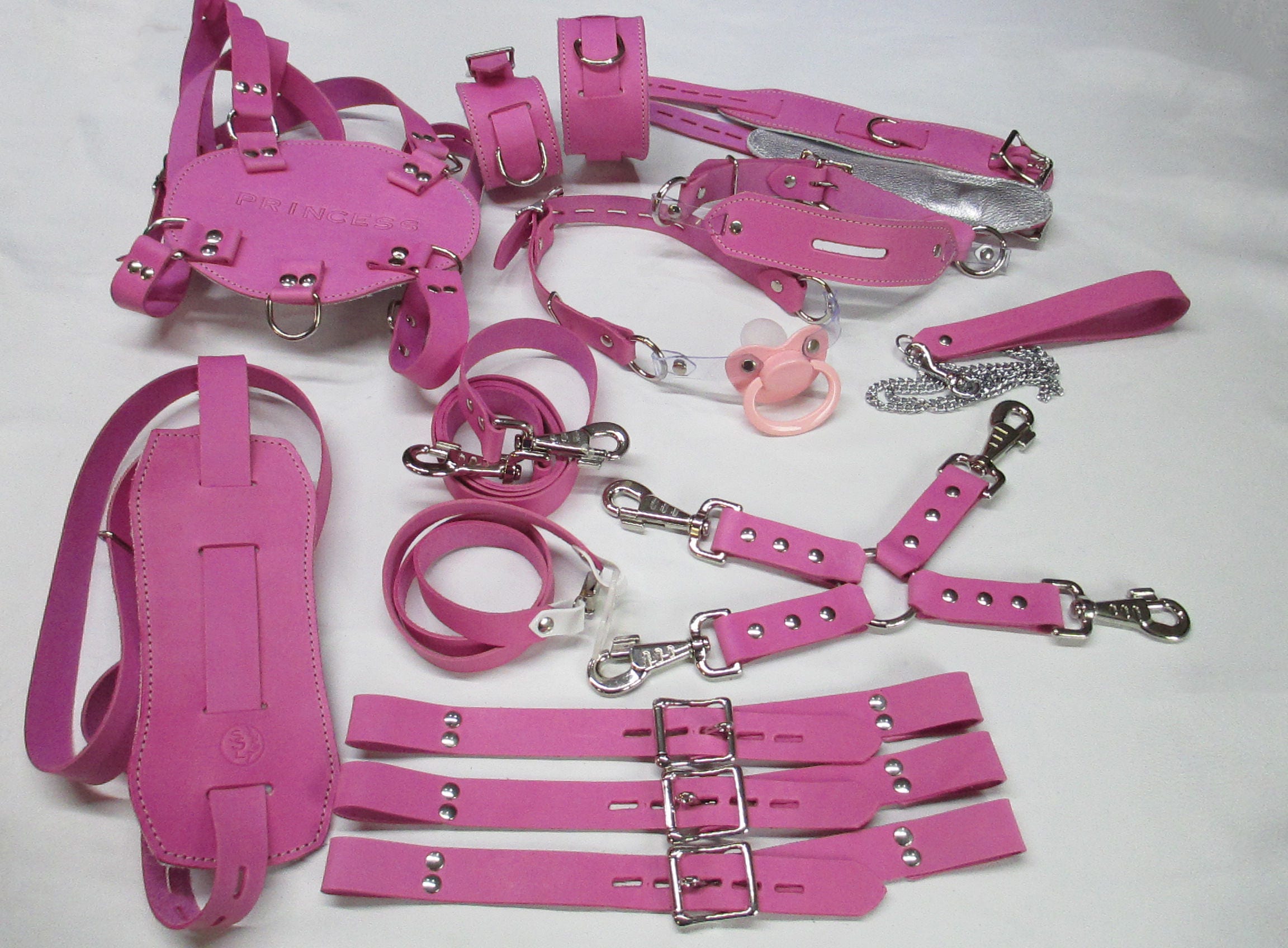 Ab Dl Sissy Genuine Leather Chest Diaper Harness And