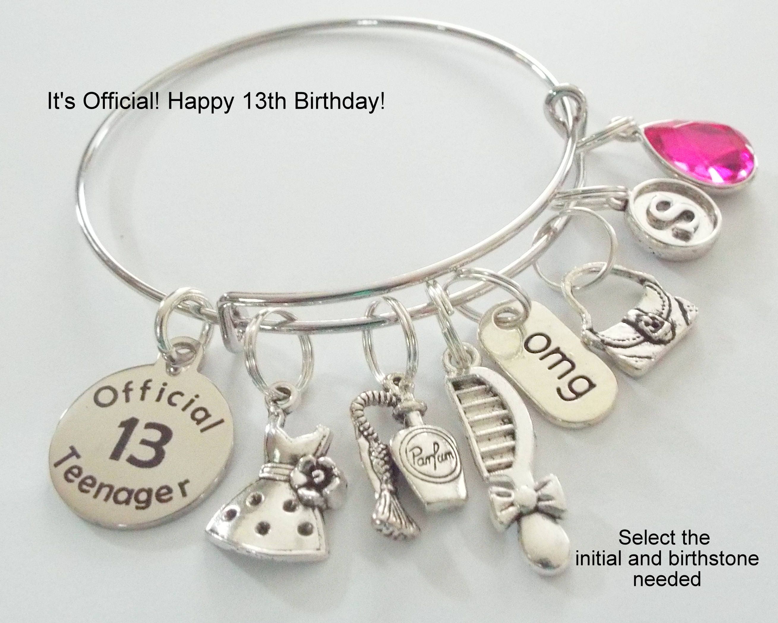 13th Birthday Girl, 13th Birthday Charm Bracelet, Gift for Girl Turning