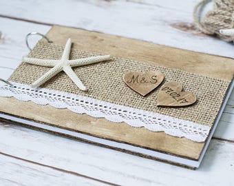 Beach Wedding Guest Book GuestBook Vow Book Pen Nautical Blue Rustic Guest Book Just Married Decoration Nautical Wedding