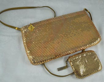 Whiting and Davis gold mesh shoulder purse