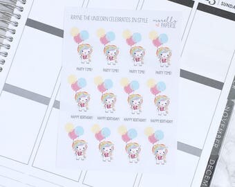 Rayne the Unicorn Celebrates in Style | Tales of Rayne the Unicorn | Planner Stickers