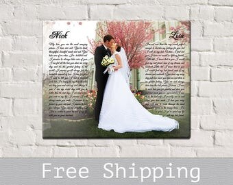 Wedding Vows Canvas - First Dance Song Lyrics Canvas - Photo on Canvas - Canvas Print -Wall Decor-1st Anniversary Gift