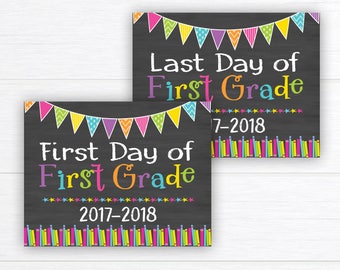 Back to School Sign, School Sign Prop, First Day of First Grade Sign, Chalkboard Sign, First Day of School 1st Grade, Instant Download