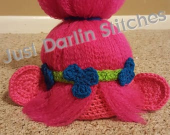 Crochet Trolls Hat PATTERN, Poppy Inspired hat
