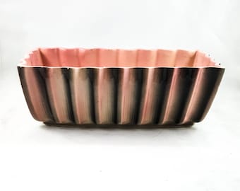 Vintage Pink and Gray Rectangular Waved Planter
