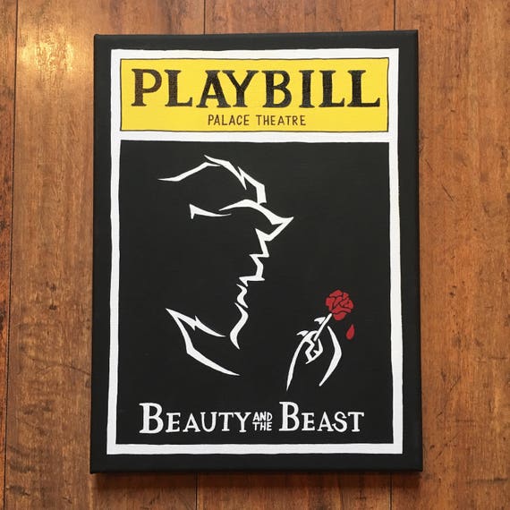 Hand Painted Beauty and the Beast Broadway Playbill Canvas