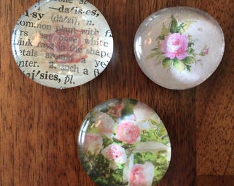 Set of three glass marble magnets