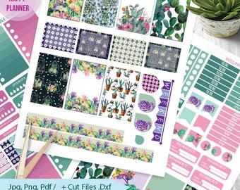 Cactus Succulents Printable Planner Stickers Kit BIG MAMBI Happy planner Monthly /Weekly Kit,Printable Sampler,Instant download BIG Happy