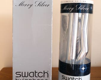 Absolutely fabulous Merry Silver Swatch twinphone, NEW in box, Very Rare!