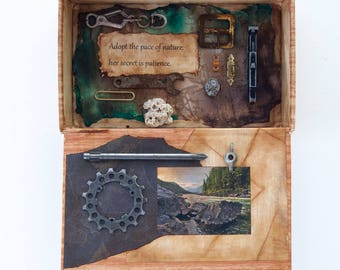 Assemblage Cigar Box - Assemblage Art - Mixed Media - Nature