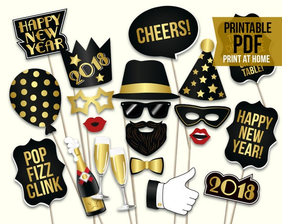 New Years Eve props: printable PDF. 2018 New Years Eve photo