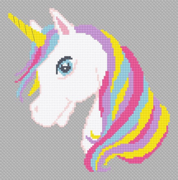 Unicorn cross stitch pattern easy Rainbow unicorn cross stitch