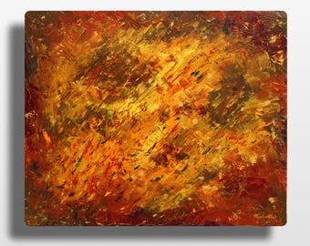 Abstract oil on canvas painting. Table "Healing". Knife painting. Contemporary abstract art. fall colors